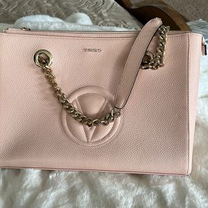 Valentino pink toed with gold chain dual straps